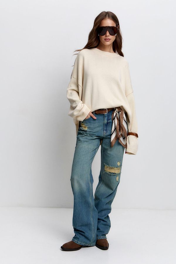 Джемпер с хлопком ванильного цвета