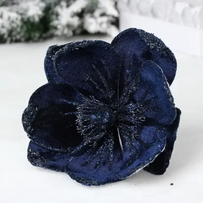 Украшение новогоднее «Пуансеттия - Пастель» 20 см, Сапфир