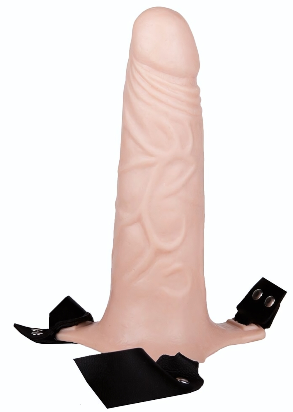 Пустотелый реалистичный фаллопротез на ремешках - 18 см. (Цвет: телесный)
