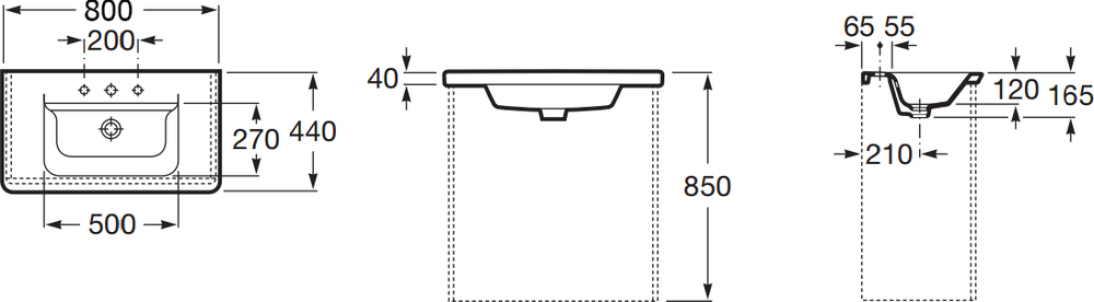 Раковина Roca Прямоугольная The Gap Unik 80x44 327470000