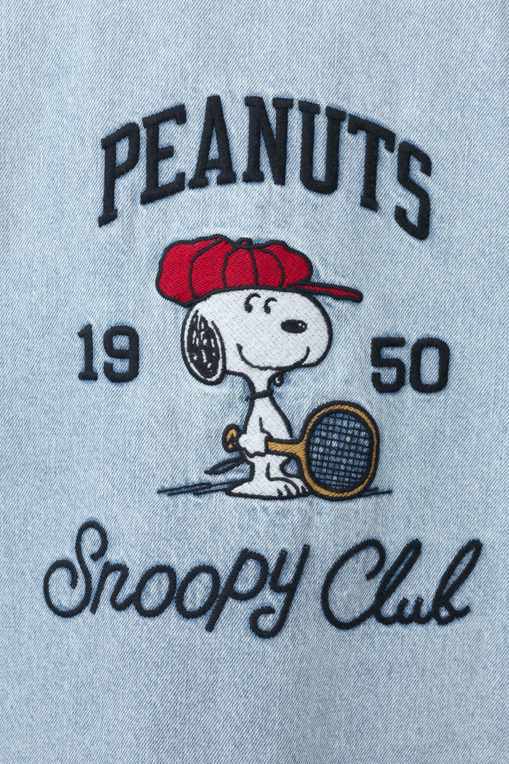 ZARA ДЖИНСОВЫЙ ЖИЛЕТ SNOOPY PEANUTS™, ГОЛУБОЙ
