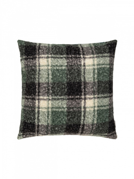 Наволочка декоративная DeNASTIA букле клетка на молнии 45х45 100%ПЭ серый,зелёный