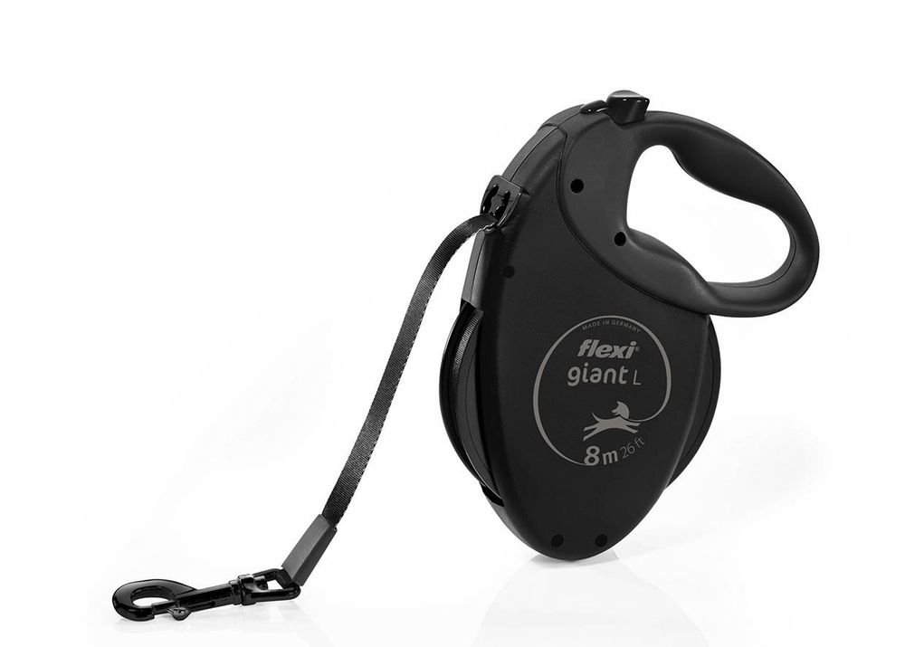 FLEXI GIANT BLACK EDITION Поводок-рулетка L (до 50 кг) 8 м, лента, черный