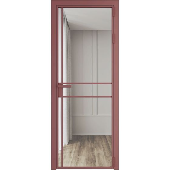 Алюминиевая дверь 9AG красный антрацит остеклённая