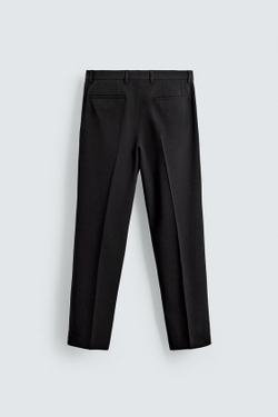 ZARA КОСТЮМНЫЕ БРЮКИ ИЗ СМЕСОВОЙ ШЕРСТИ, ЧЕРНЫЙ