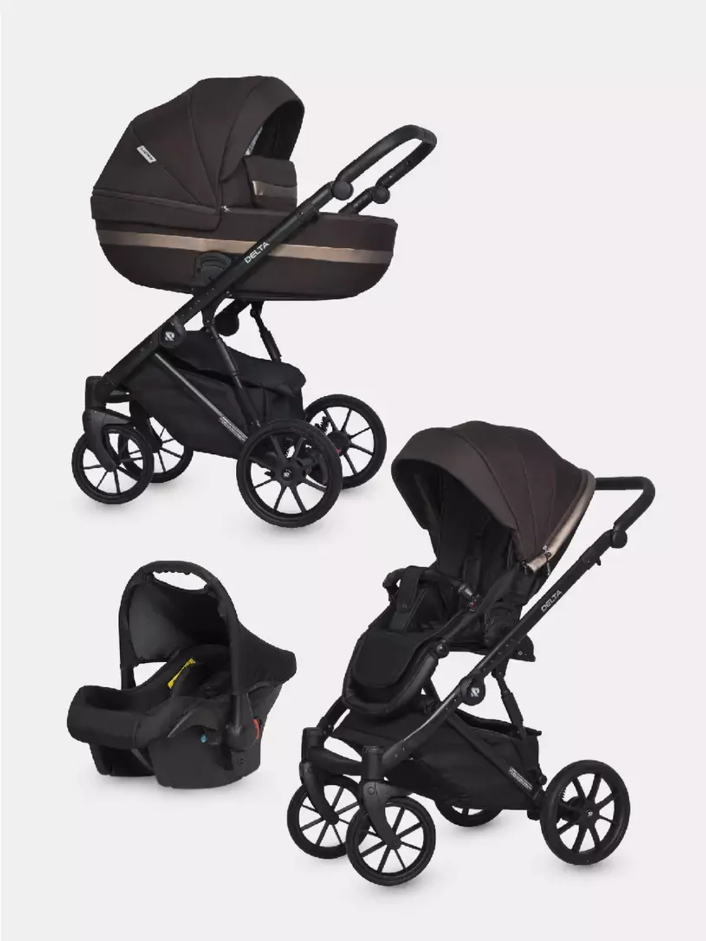 Коляска DELTA (3 в 1) (RIKO BASIC) 04 Chocolate (темно-коричневый)