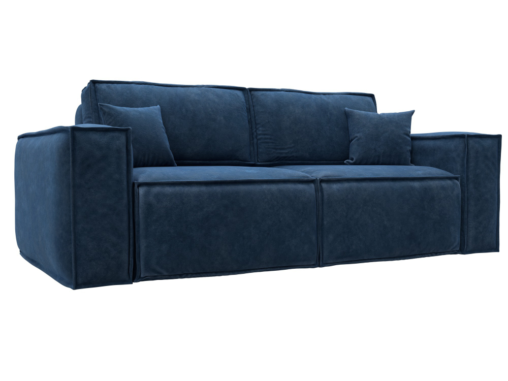 Диван прямой Лига-081 НПБ ВЕЛЮР BRUT 11 синий