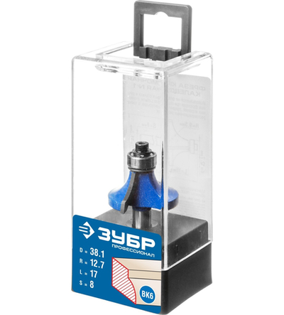 ЗУБР 38.1 x 17 мм, радиус 12.7 мм, фреза кромочная калевочная №1, Профессионал (28701-38.1)