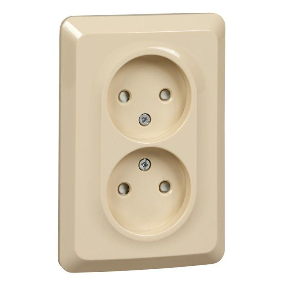 Розетка 2-м СП Этюд 16А IP20 250В без заземл. защ. шторки крем. SE PC16-106K Розетка 2-м СП Этюд 16А IP20 250В без заземл. защ. шторки крем. SE PC16-106K