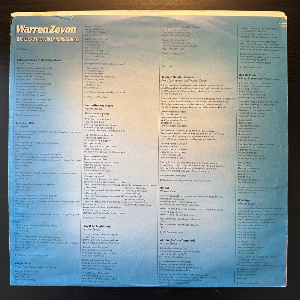 Warren Zevon - Bad Luck Streak In Dancing School (США 1980г.)