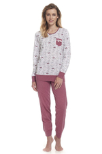 Озорная пижама с принтом в виде кошек (Размер: M) (Цвет: светло-бордовый)