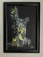 Картина с рамкой "Мохито", масло, 20 х 30 см.