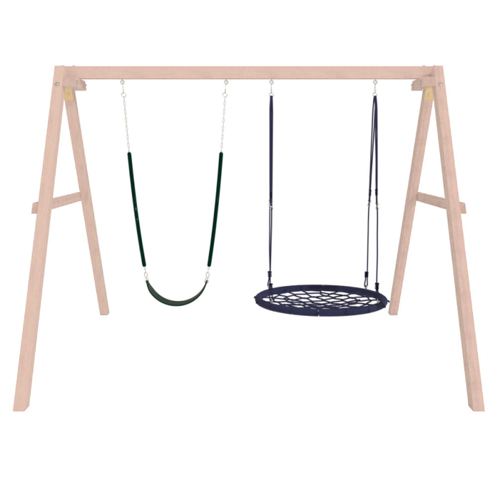 Деревянные неокрашенные качели с качелями гнездо 100 см и гибкими качелями