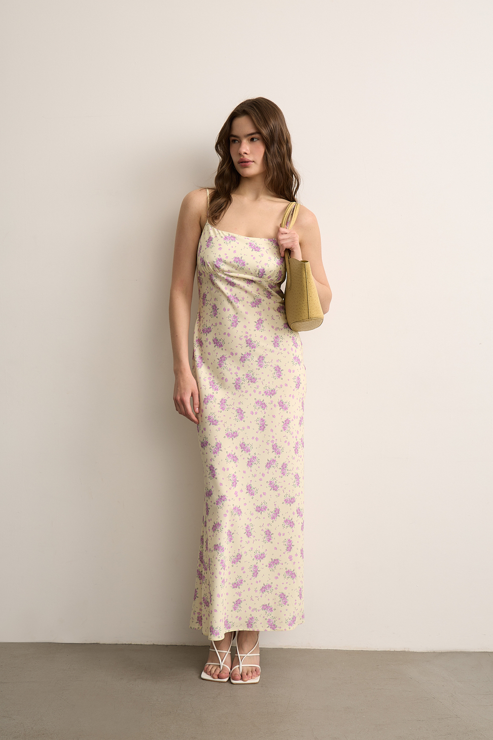 Платье-комбинация с цветочным принтом