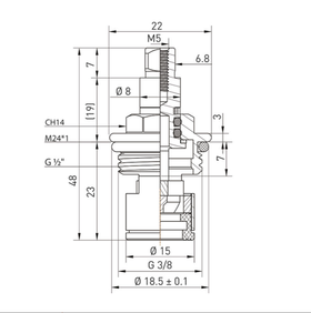 Кран-букса MELODIA керамика 3/8" квадрат (подх. к Ex-Promt) MKP34118WC