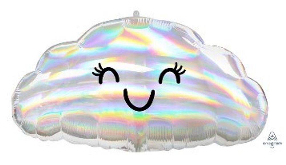 Фигурный шар с гелием в виде белого облачка с глазками