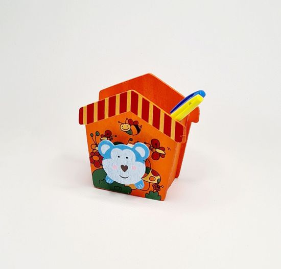 Подставка для ручек из дерева, замок