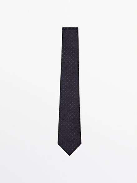 Massimo Dutti Галстук из 100% рельефного шелка, темно-синий