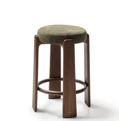 Granite Барный табурет из зеленого шенилла и массива ясеня в отделке орех 75 см