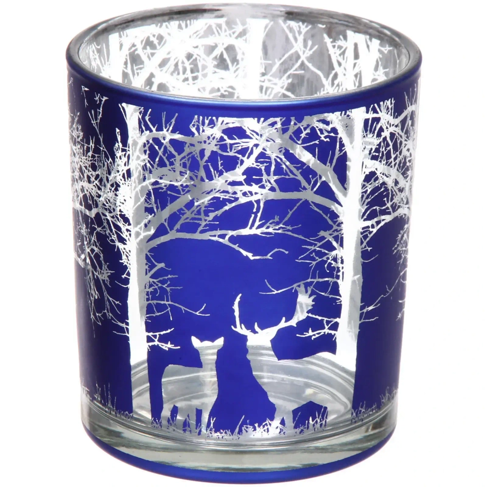 Подсвечник «Зимний лес» 8,5*10 см, Синий