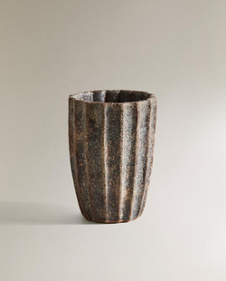 ZARA HOME СТАКАН ДЛЯ ЗУБНЫХ ЩЕТОК С РЕЛЬЕФНЫМ УЗОРОМ, КОРИЧНЕВЫЙ