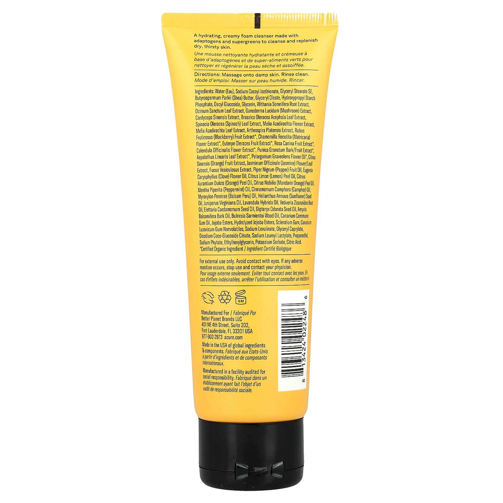 ACURE, Ультраувлажняющее очищающее средство с зеленым соком, для обезвоженной кожи, 118 мл (4 жидк. Унции)