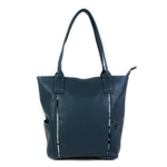 Вместительная женская большая синяя сумка с ручками из искусственной кожи 40х35х14 см COSCET М-СД-129