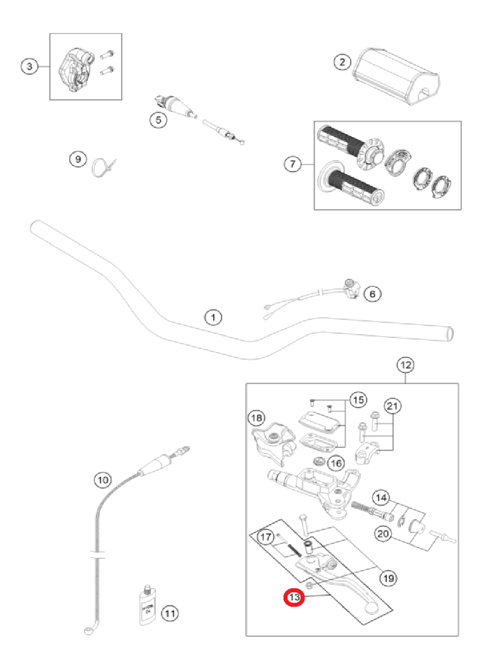 Рычаг сцепления Brembo KTM, HQV, GASGAS MC-125-450F