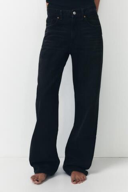 ZARA ДЖИНСЫ TRF WIDE LEG FULL LENGTH СО СРЕДНЕЙ ПОСАДКОЙ, ЧЕРНЫЙ