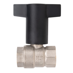 Кран шаровой латунный LD Pride47.15.В-В.ТРДу15Ру40,вн-вн,(Т-рук),(Red+Blue)