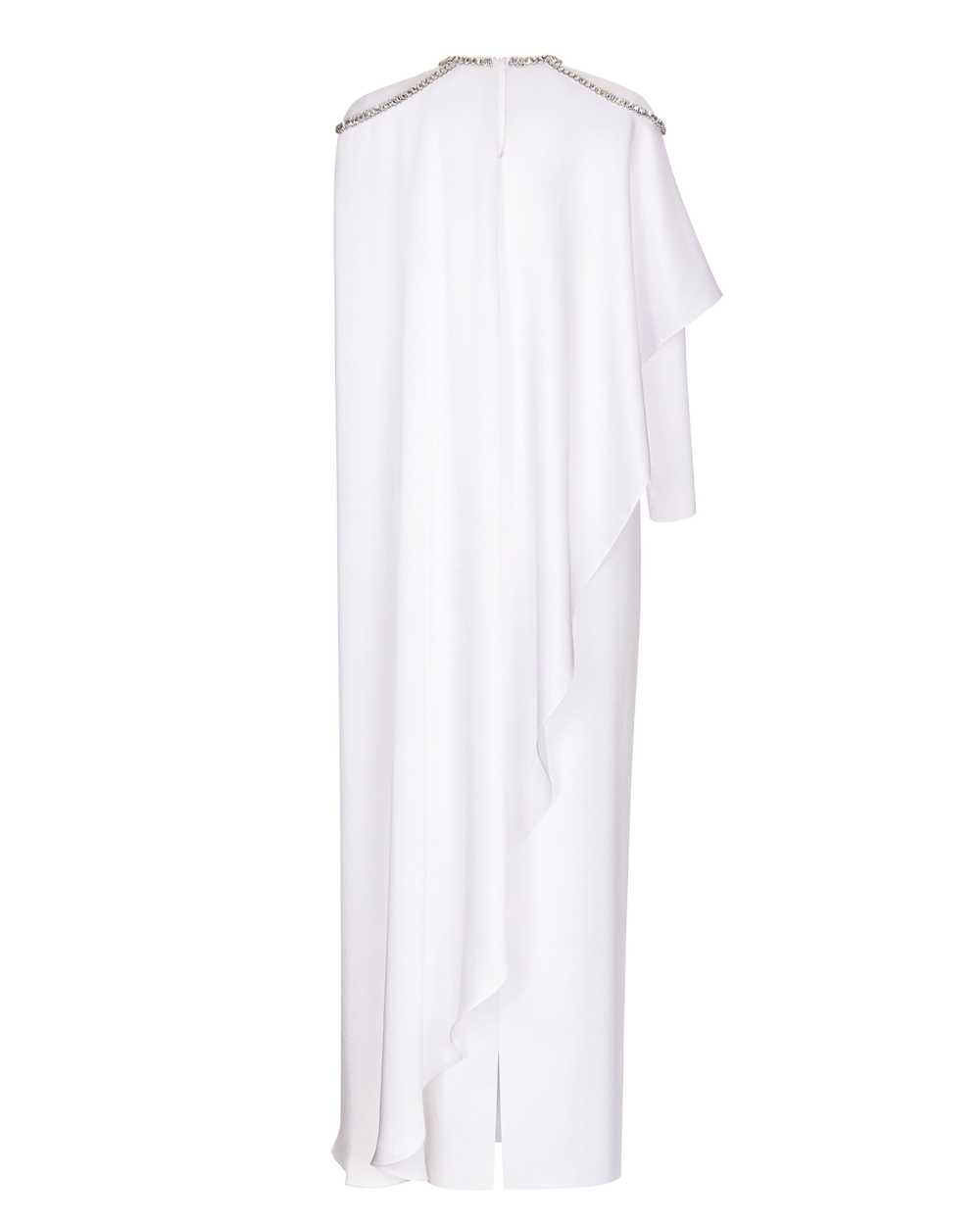 Платье макси из сатина объемное с вышивкой на плечах