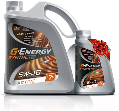 Моторное масло G-Energy Synthetic Active 5W-40, синтетическое, 4 л + 1 л в подарок