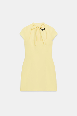 ZARA КОРОТКОЕ ПЛАТЬЕ С ЗАВЯЗКАМИ, ЖЕЛТЫЙ