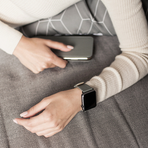 Ремешок для Apple Watch 44/45/46 mm из кожи теленка, стального цвета