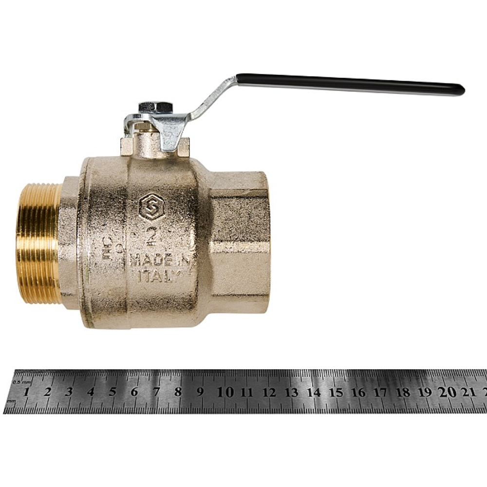 Кран шаровой полнопроходной STOUT - 2" (НР/ВР, PN40, Tmax 150°C, ручка-рычаг черная)