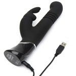 Черный хай-тек вибратор Greedy Girl Thrusting Rabbit Vibrator - 22,8 см. (Цвет: черный)
