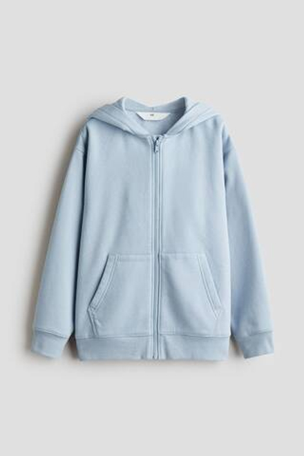H&M Толстовка с капюшоном на молнии, светло-голубой