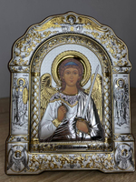 Ангел Хранитель, икона арочная с рамкой, красное дерево 206х270