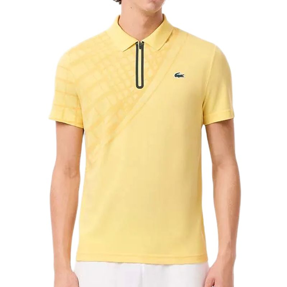 Теннисное поло Lacoste Ultra Dry Printed Slim Fit Tennis - pastel yellow