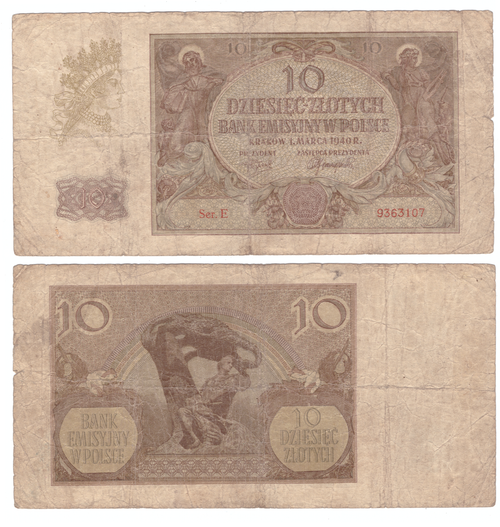 10 злотых 1940  года 9363107 VG-