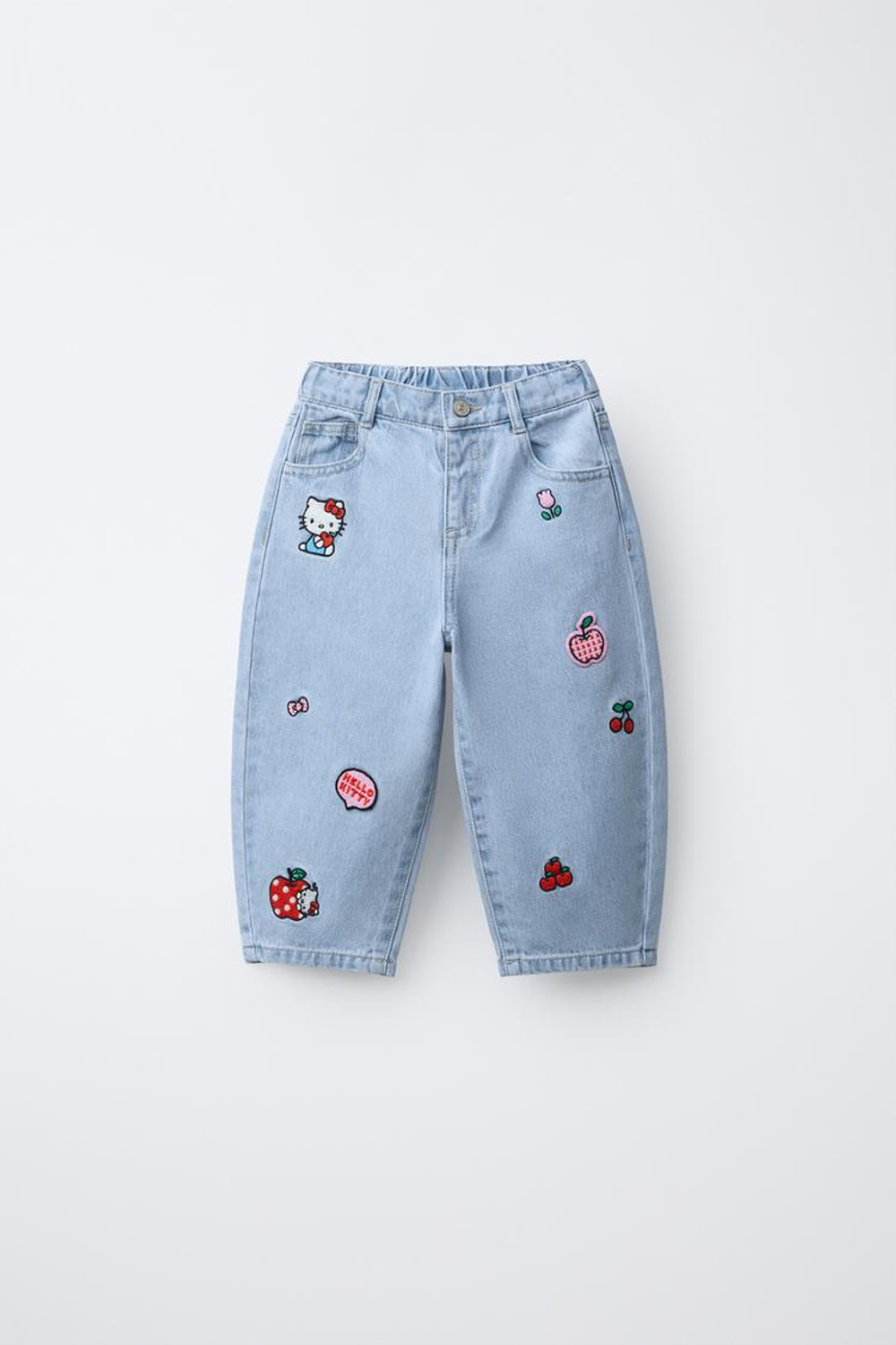 ZARA ДЖИНСЫ BARREL HELLO KITTY ©SANRIO, СИНИЙ
