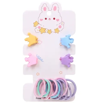 Аксессуары для волос детские «СЛАДКИЕ ЛЕДЕНЦЫ», Корона (12 резинок и 4 крабика)