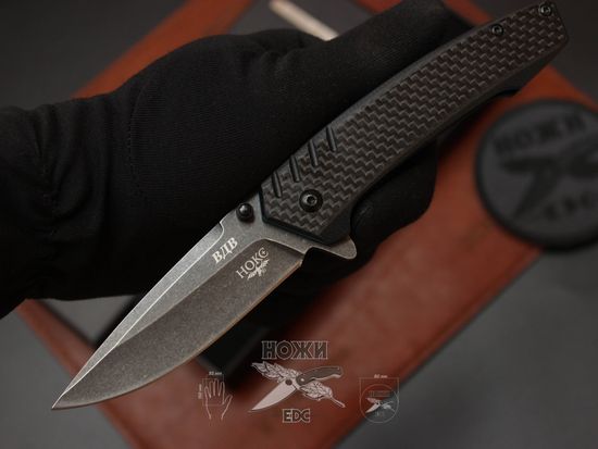 Складной нож Городской тактический НОКС "ВДВ" 322-509405 c клинком из стали D2, рукоять G10 / карбон