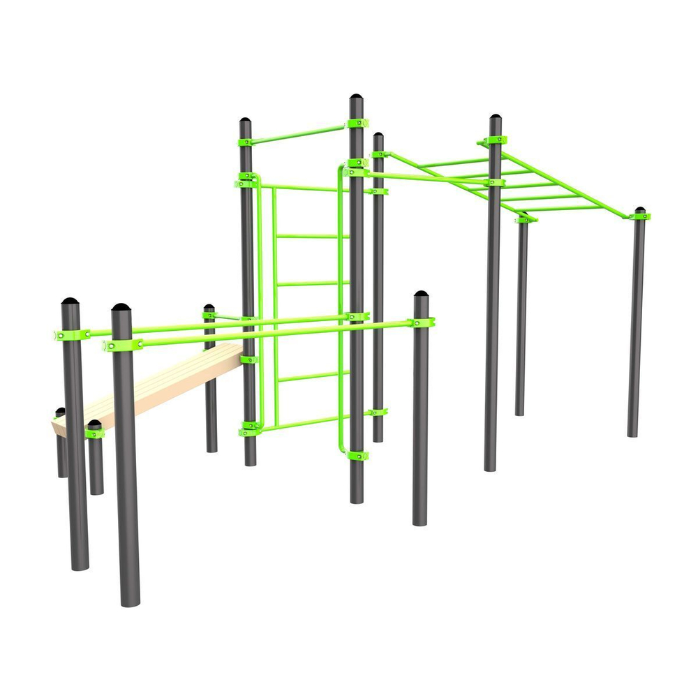 W237 Воркаут (рукоход, швед. стенка, 2 переклад., переклад. верт., накл. скамья, брусья) ZAVODSPORTA