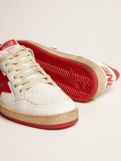 Ball Star in white leather with red star and heel tab
