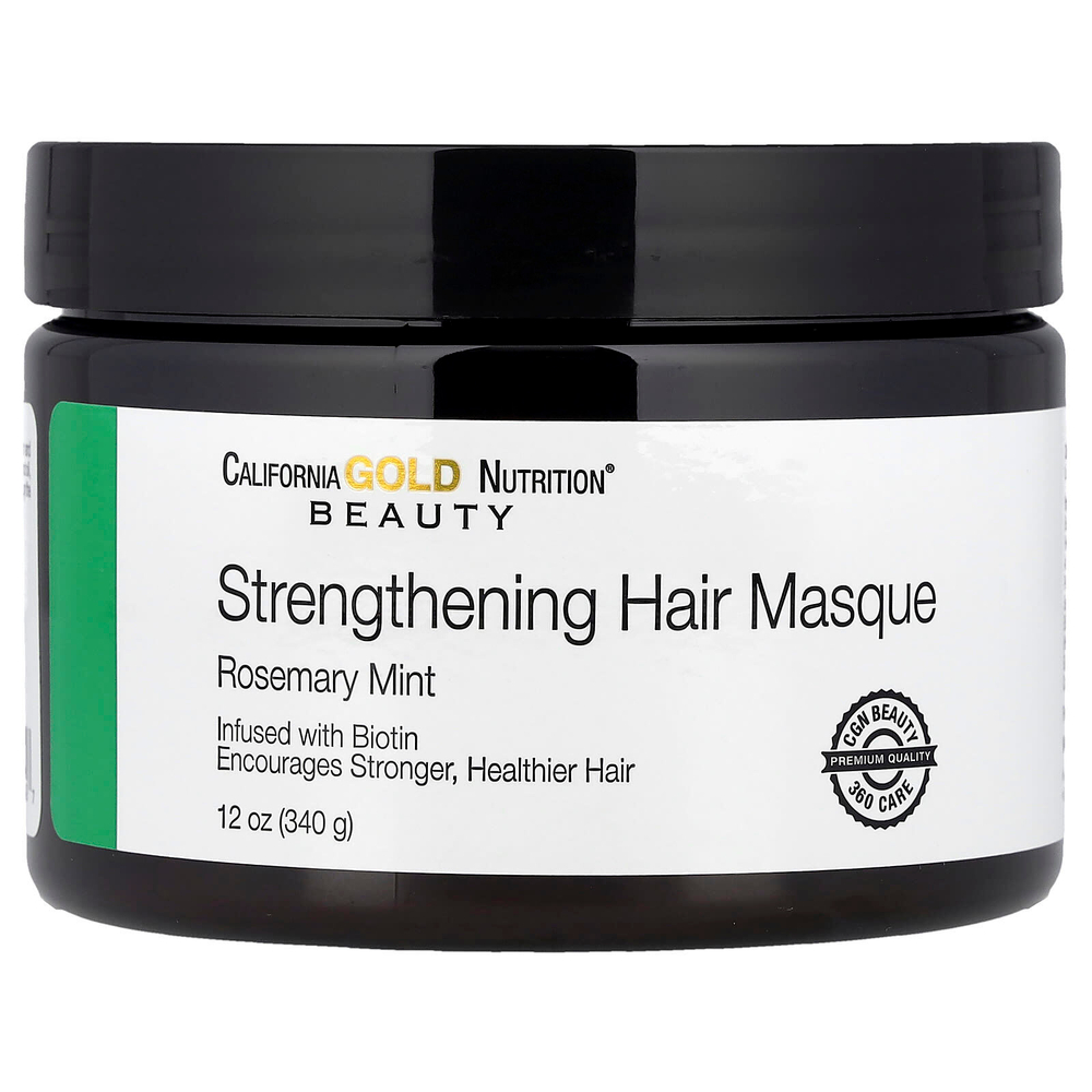 California Gold Nutrition, Beauty, укрепляющая маска для волос, биотин, розмарин и мята, 340 г (12 унций)