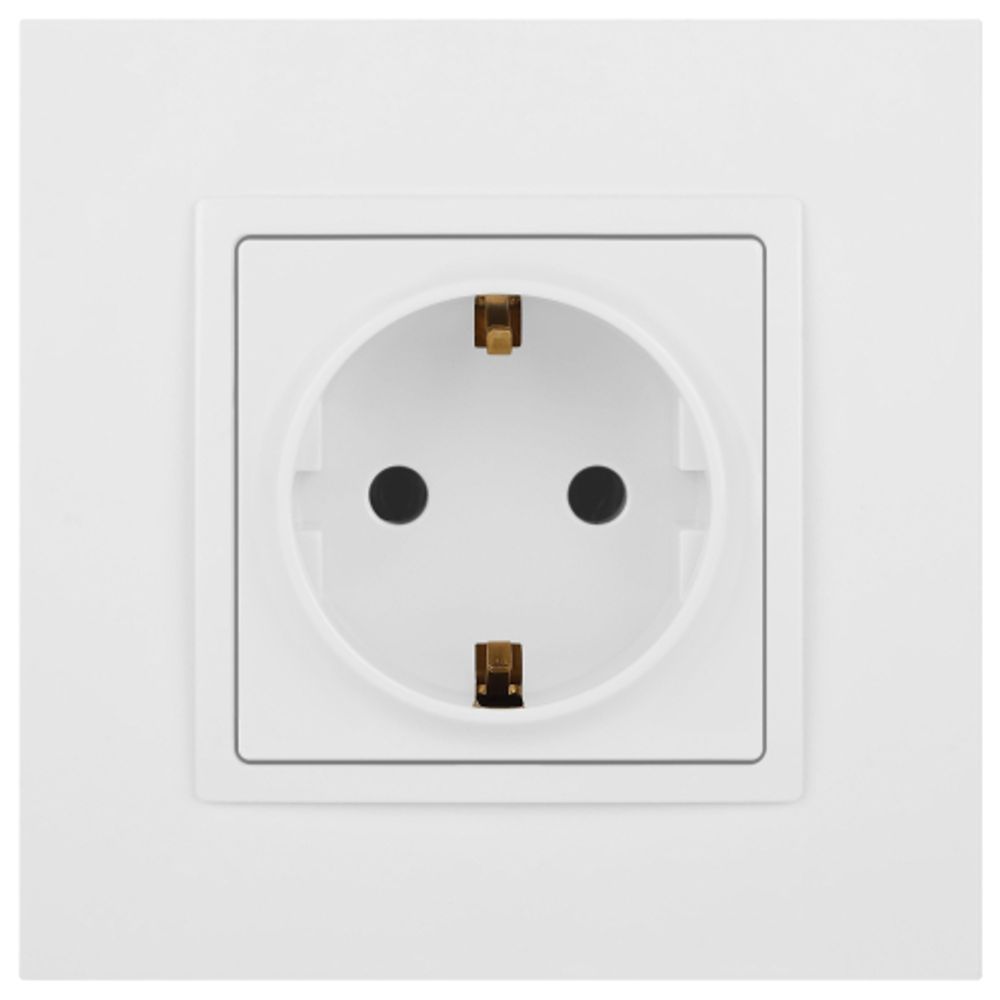 Розетка ЭРА Elegance 14-2101-01М с заземлением 2P+E Schuko 16А-250В белый матовый