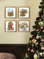 Картины на стену интерьерные на холсте 4 шт, 23*23 см