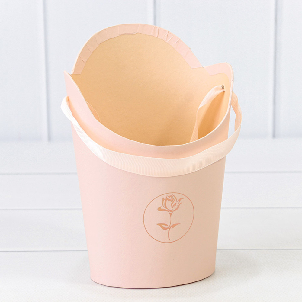 Коробка Ваза для цветов 13.5х10х19 см "Каллиграфия" (Персиковый)