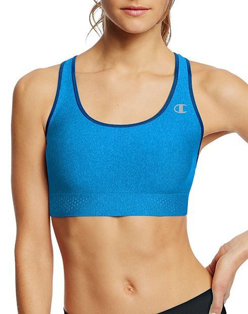 Спортивный бюстгальтер с бескаркасными дублированными чашками (Размер: XS) (Цвет: синий)